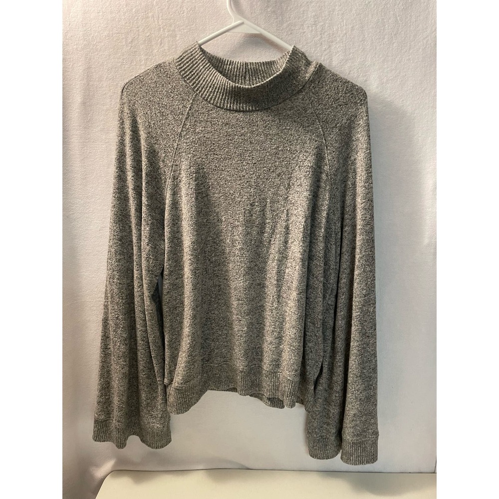 Eri + ali Womens sweater gray size medium Mock Turtle Neck